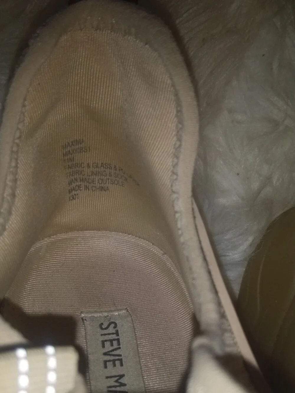 Steve Madden Beige Knit Sneaker with Rhinestone Accent